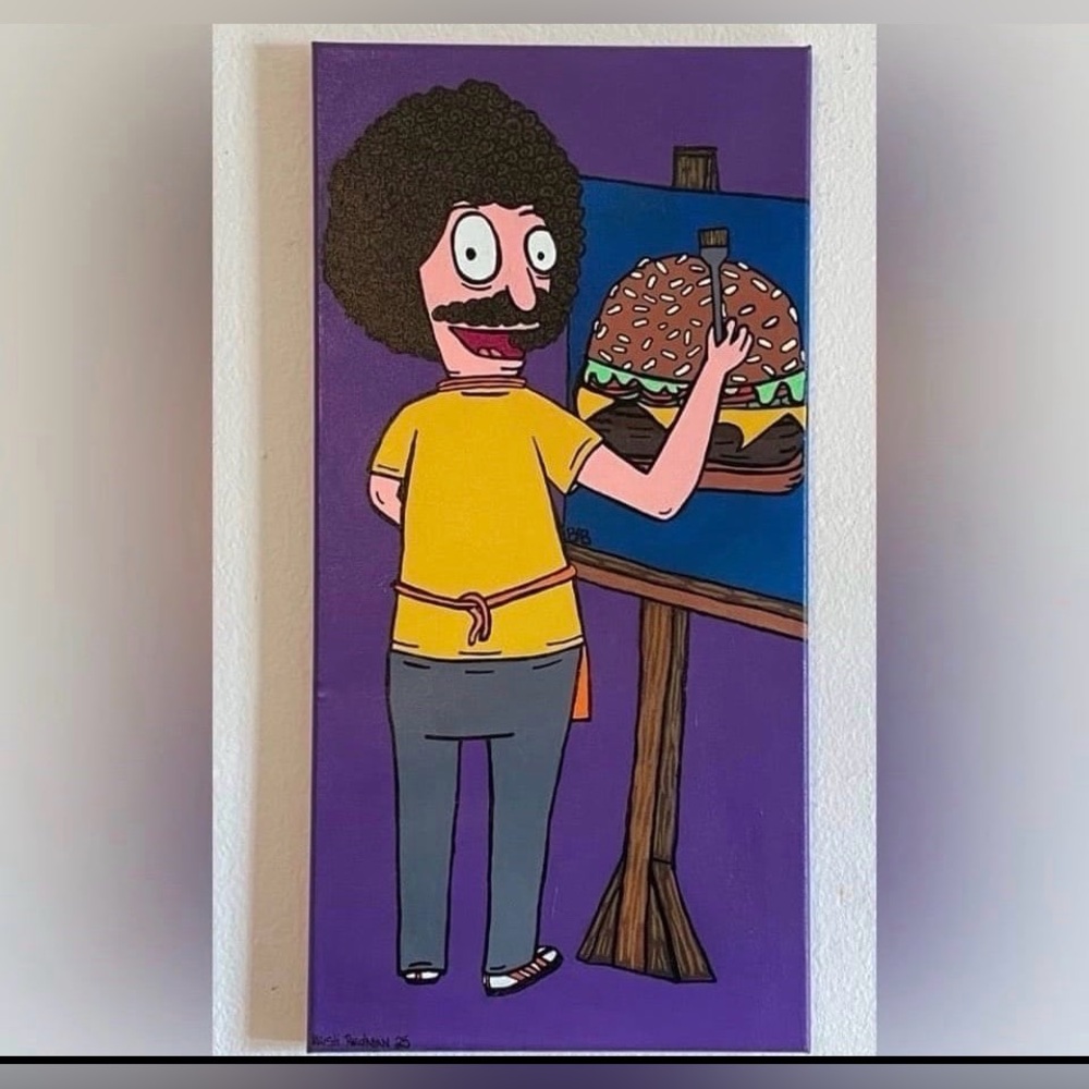 “Happy Little Burger By BOB Belcher 10X20 Bob Ross home decor Bobs Burgers Art